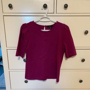 J.Crew Puff-sleeve ponte top in berry, size XS